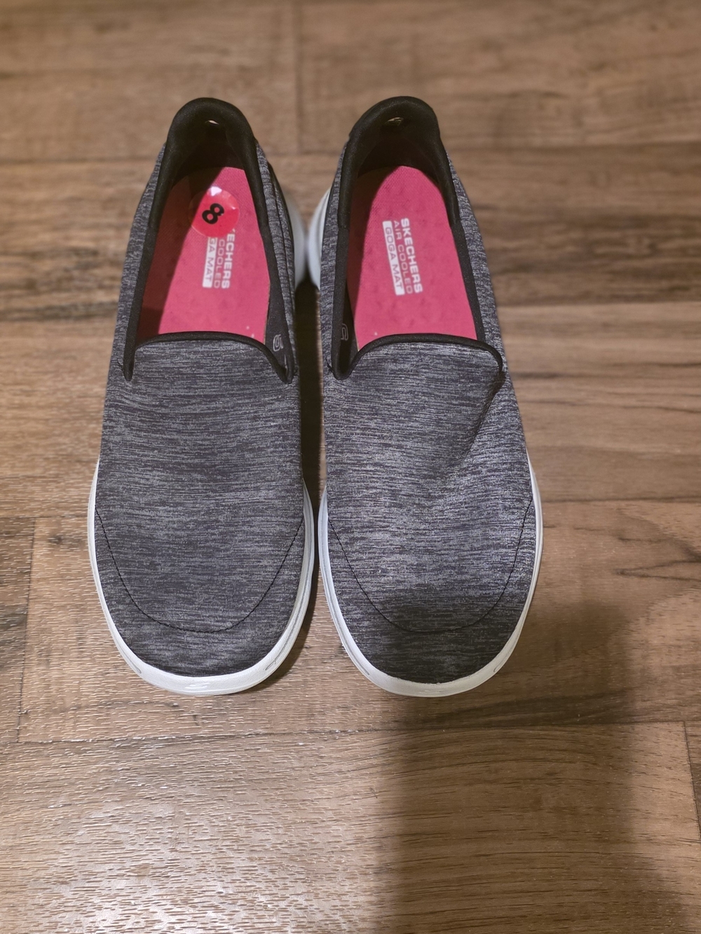 Skechers Slip-On Sneakers in Charcoal with Pink Insole